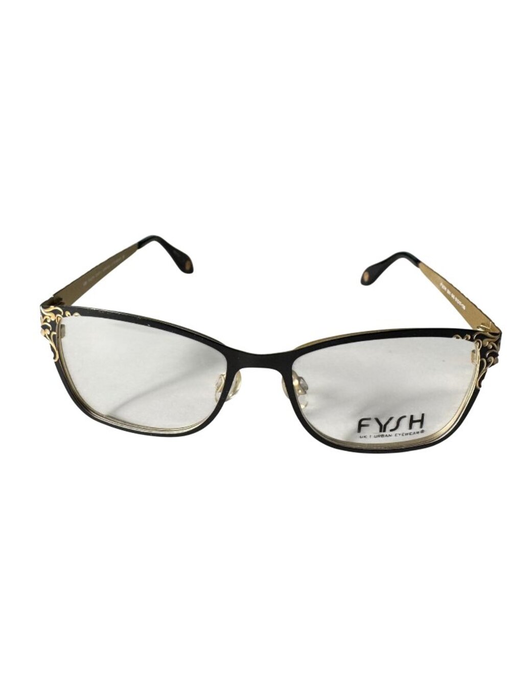 Fysh UK Urban Eyewear 3511 51-17-135 FRAME ONLY Black/Gold Scrollwork Eyeglasses